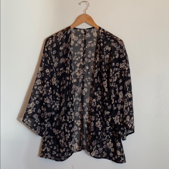 Target Tops - Target Sheer Flower Black Cover Up